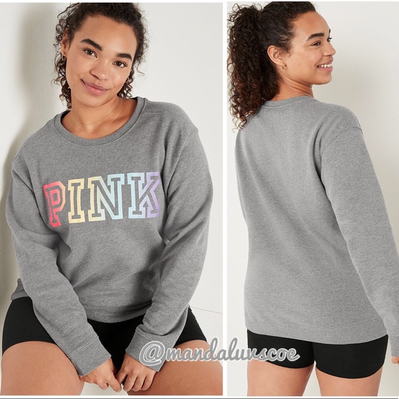 PINK Victoria's Secret Tops - 💗VS PINK GREY RAINBOW OMBRÉ PULLOVER CREW